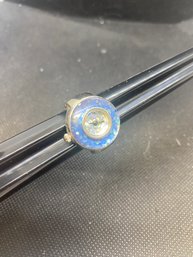 Untested Blue And Stainless Steel Stretchy Ring Watch