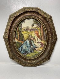 Vintage ARTINI Sculptured Etched Hand Painted Engraving Framed Art 4D