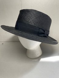 Mens Capas Black Fedora Straw Hat Size XL