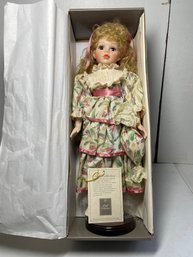 JCPENNY 18 Inch Porcelain Doll With Box And Stand