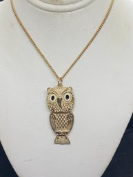 Women's Gold Tone Owl Necklace With 21' Adjustable Chain