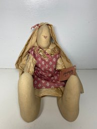 1988 Plain Folk ' Norma Jean' Cloth Rabbit Bunny 18' Stuffed Animal