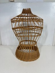 Vintage Wicker Rattan Bust Form Display Mannequin Art Deco 20x33x21 Inch