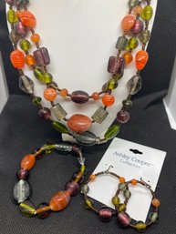Women's Ashley Cooper Collection Multi Colored Beaded Earring,necklace, And Bracelet Set
