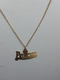 14K Gold Princess Pendant With 13' 1/20 14k Gold Filled Necklace