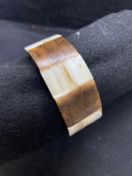 Women's Wooden And Stone Bangle Bracelet