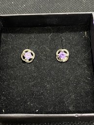 Women's .925 Silver Purple Gemstone Stud Earrings