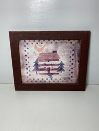 14x11.75' Cabin Print 1997 Wall Hanging In Wooden Frame