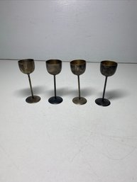 Set Of Four 4' Wine Goblets Silver Plate (?)