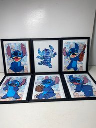 Set Of 6 Disney Lily And Stitch Comic Strip Textile Print 9.5x12' Wall Hangings
