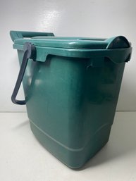 15' Locking Flip Top Straight Brand Green Garbage Can With Handle