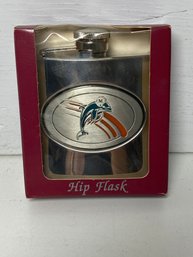 Brand New Miami Dolphins Football 6 Oz. Stainless Steel Flask