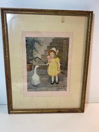 14.75x11.75' M.L.Kirk Little Girl With Swan Print Wall Hanging
