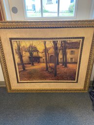 45.5x37.5' Wooden Village Matted Wall Hanging In Wooden Frame