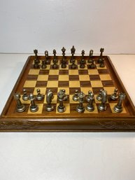 Vintage Complete Chess Set 1983 Sears Limited Edition With Carved Wooden Chess Board