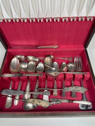 24 Piece Lot Of Miscellaneous Flatware Mostly Silverplate With Box