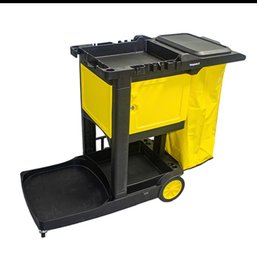 Brand New 41' Black And Yellow Industrial Janitor Cart With Locking Box