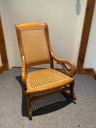 24.75' Antique Childrens Wooden And Wicker Rocking Chair