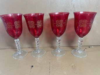 Lot Of 4 Le Gocce Prosecco Art Deco Wine Glasses