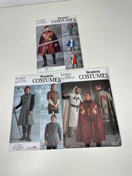 Lot Of 3 New Men's Simplicity Costumes Sewing Patterns