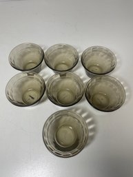 Vintage Set Of 7 Smoke Brown Made In Mexico Glass Custard Cups