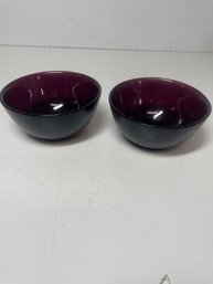 Set Of 2 Unbranded Small 5 Inch Textured Deep Purple Bowls