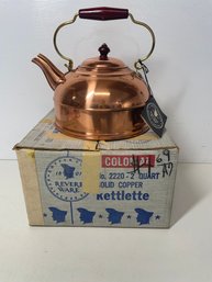 NWT Vintage Revere Ware Copper Clad & Stainless Steel 2QT Kettlelette With Box