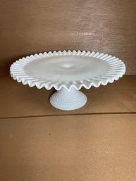 Vintage Fenton Milk Glass Hobnail Cake Stand