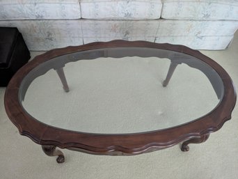 French Provincial Coffee Table With Glass Top