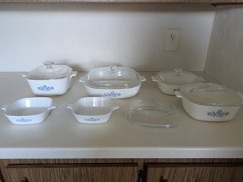 Corningware Pyrocream Blue Cornflower Dishes