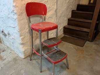 Red Counter Chair Step Stool