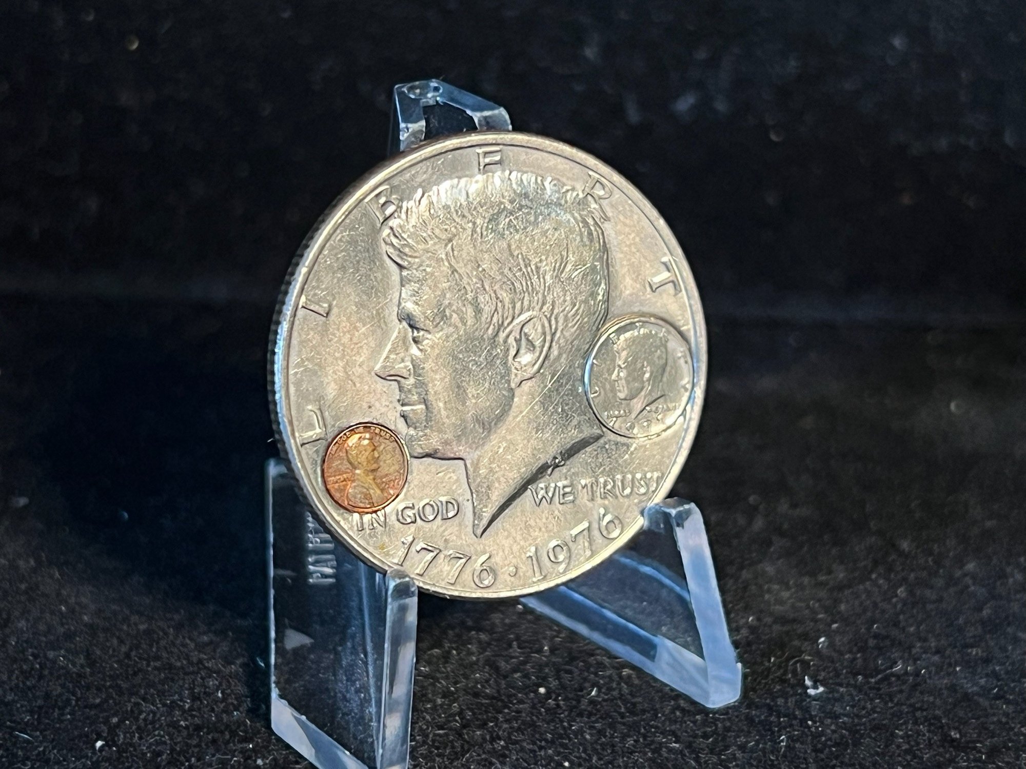 1976 Kennedy Silver Half Dollar - Counter Stamped Lincoln-Kennedy ...