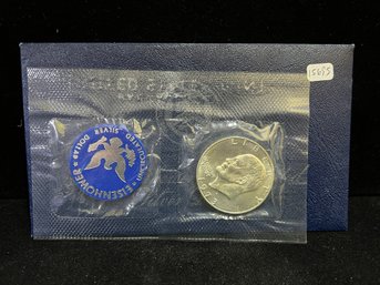 1973 U.S. Mint Eisenhower San Francisco Uncirculated Dollar Blue Envelope