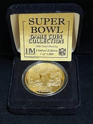 Highland Mint .999 Silver Super Bowl XLII Replica Game Coin - Patriots // Giants - 24K Gold Overlay