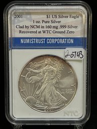 2001 United States Silver Eagle 1 Ounce .999 Silver - Ground Zero Recovery Silver Plating