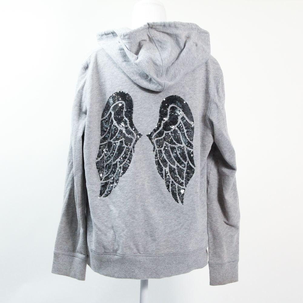 Victoria Secret Sequin Angel Wings On Back Heather Gray Fleece