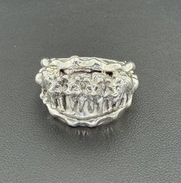 Signed Running Bear Native American Designer 925 Sterling Silver Pack Of Wolves Ring Brand New