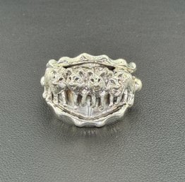 Signed Running Bear Native American Designer 925 Sterling Silver Pack Of Wolves Ring Brand New