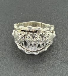 Collectable Signed Running Bear Native American Designer 925 Sterling Silver Pack Of Wolves Ring Brand New