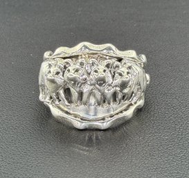 Collectable Signed Running Bear Native American Designer 925 Sterling Silver Pack Of Wolves Ring Brand New