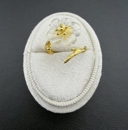 Adjustable Ring Brand New Solid 925 Sterling Silver Stamped Gold Electroplate-Quartz
