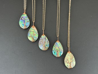 Natural Abalone Shell Tree Of Life Necklace Lot