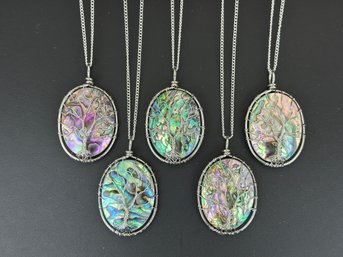 Natural Abalone Shell Tree Of Life Necklace Lot