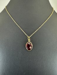 Garnet Necklace 925 Silver-Tone, Gold-Plated Natural Garnet Gemstone