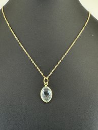 Aquamarine Necklace 925 Silver-Tone, Gold-Plated Natural  Gemstone