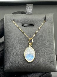 Necklace 925 Silver-Tone, Gold-Plated Natural Moonstone Gemstone