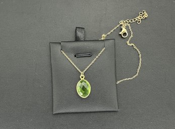 Necklace 925 Silver-Tone, Gold-Plated Natural Peridot  Gemstone
