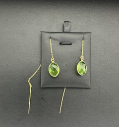 Earrings 925 Silver-Tone, Gold-Plated Natural Peridot Gemstone