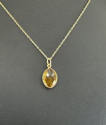 Necklace 925 Silver-Tone, Gold-Plated Natural  Citrine Gemstone