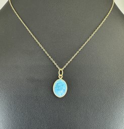 Necklace 925 Silver-Tone, Gold-Plated Natural Turquoise Gemstone